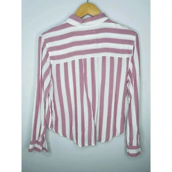 Rails Dana Bali Stripe shirt button down white pink size L - Picture 10 of 10